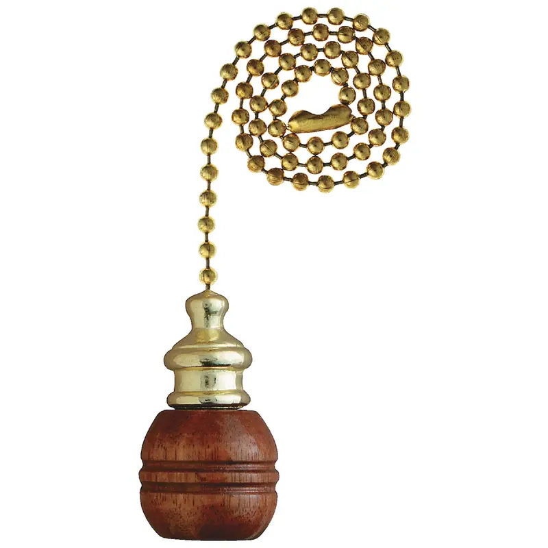 Westinghouse Polished Brass 12-Inch Pull Chain With Walnut Sculptural Ball Accent 1
