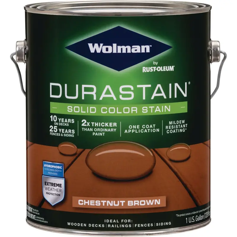 Wolman Durastain Solid Exterior Wood Stain – Chestnut Brown, One-Coat Coverage, 1 Gallon 1