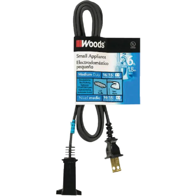 Woods 6-Foot 16/2 Gauge 15-Amp Heater & Appliance Power Cord 1