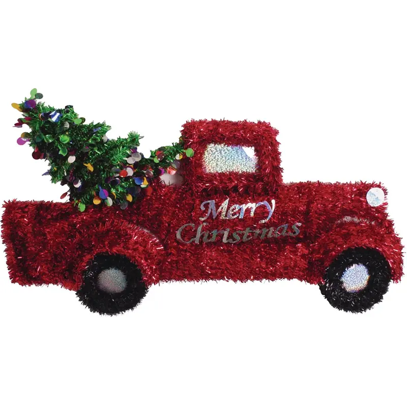 Youngcraft Holiday Tinsel Truck Ornament – 24-Inch X 12.5-Inch Festive Decor With Metallic Accents 1